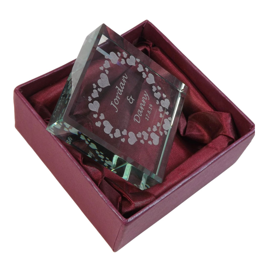 Personalised Glass Token with Hearts. A perfect Valentine's Day gift and keepsake